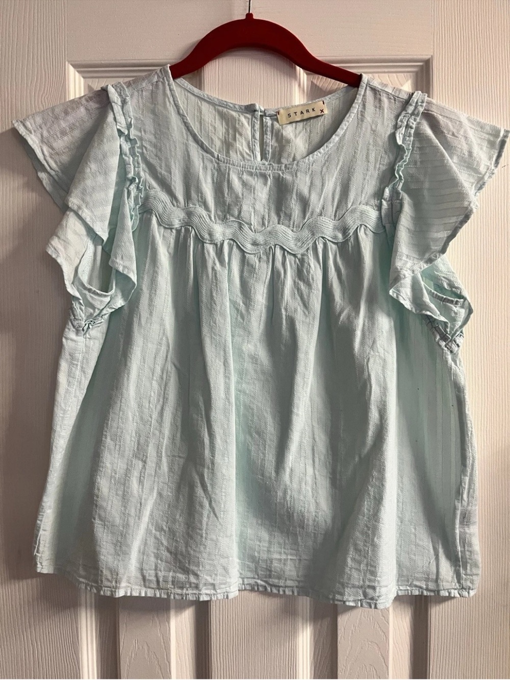 Stark X Women's Light Blue Ruffle Sleeve Blouse Size M